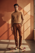 Men's Cognac Brown Straight-Leg Leather Pants – Autumn Luxury