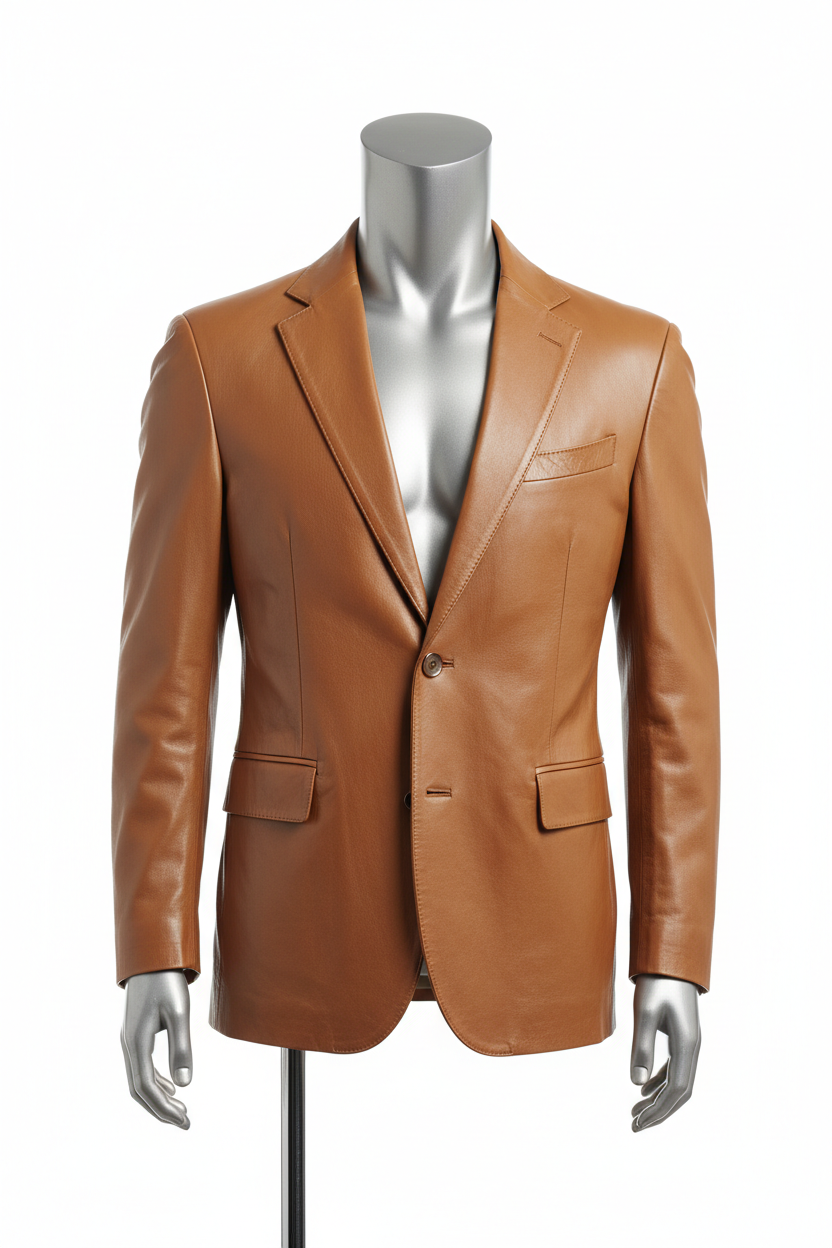 Men's Tan Leather Blazer Jacket – Smart Luxury