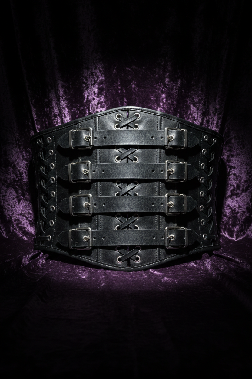 Women's Black Leather Corset Harness – Rock Lace-Up Edition