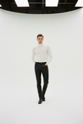 Men's Slim-Fit Black Leather Pants – Minimalist Edition