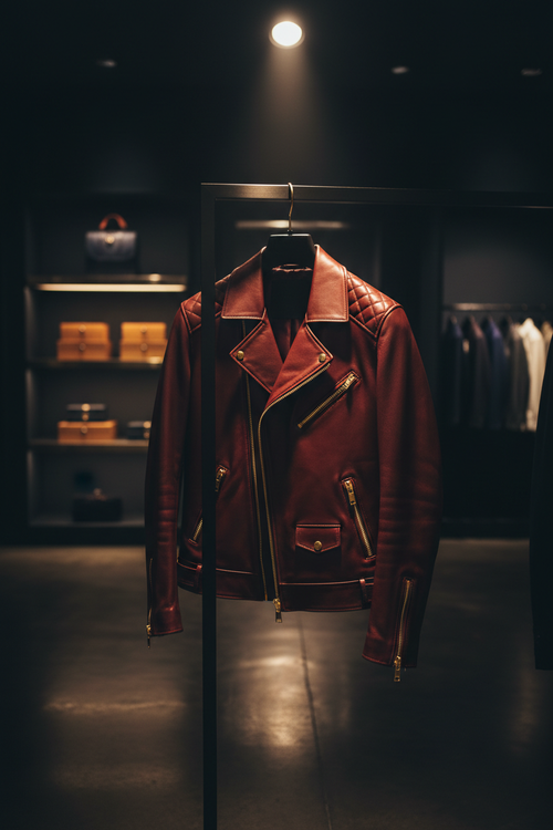 Men's Burgundy Leather Racer Jacket – Quilted Luxury Edition